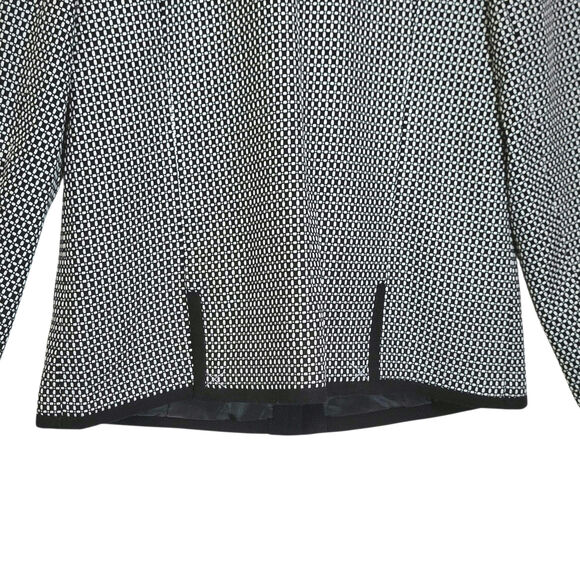 Talbots Black White Print Collarless Open Blazer Office Career Classic Jacket 10 - Picture 11 of 16